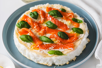 Omelette Poulard. Omelette of Mother Poulard. French omelette with whipped egg whites, lightly...