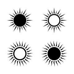 Black sun icon set, Sunrise icons, Sunset icons, Sunshine icons