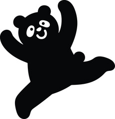 Jumping Panda Silhouette Playful Art, Energetic Panda Outline for Kids Crafts