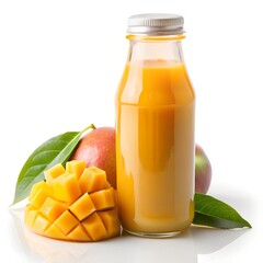 glass of mango juice and fruits