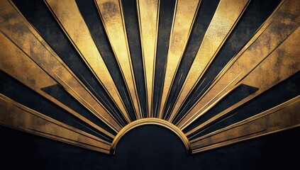 Sunburst design, gold and black, textured metal
