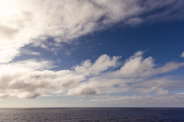 Scenic Cloudscape View Over the Pacific Ocean on a Clear Day