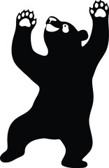 Bear Silhouette Joyful Pose Vector, Happy Bear Outline for Logo Template