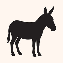 Donkey Animal Silhouette Isolated Vector Icon On White Background. 