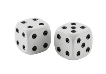 Two white dice isolated on transparent background