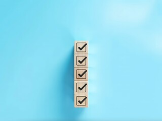 Wooden blocks checklist complete task success