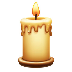 Warm candle emits soft glow in dark room. PNG image, transparent background