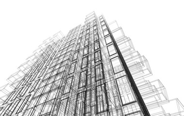 Modern architectural building 3d illustration