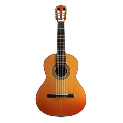 Obraz premium Quality acoustic guitar on display today. PNG image, transparent background