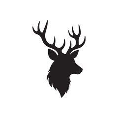 Naklejka premium Silhouette Black Deer Head with Antlers