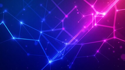 A modern and futuristic background featuring glowing neon, blue and pink colors pointing toward the center, set on a digital tech grid pattern. Generative Ai.