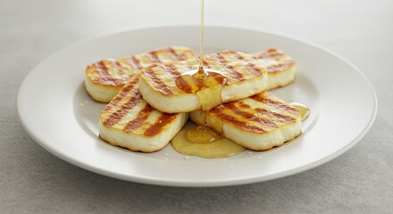 halloumi with honey, tender and salty