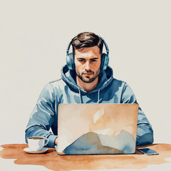 Remote work vector. Modern lifestyle with focus and flow.