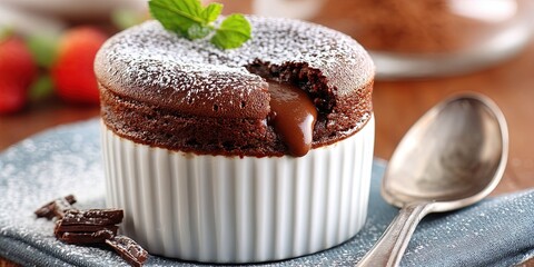 photo of delicious chocolate souffle 