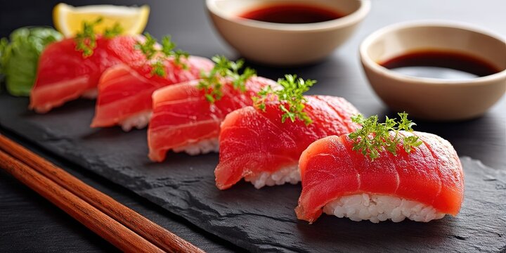 photo of delicious chutoro nigiri sushi 