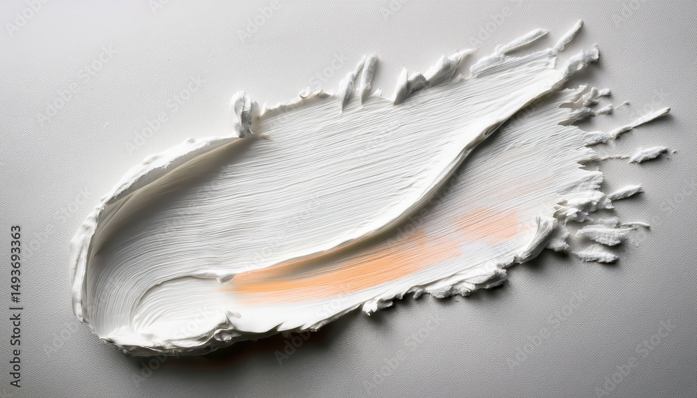 Poster textured white paint smear with orange accent on canvas for minimalist branding, modern print media 