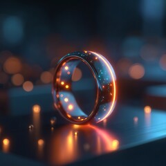 Modern Floating Ring with Neon Glow – Clean Background
