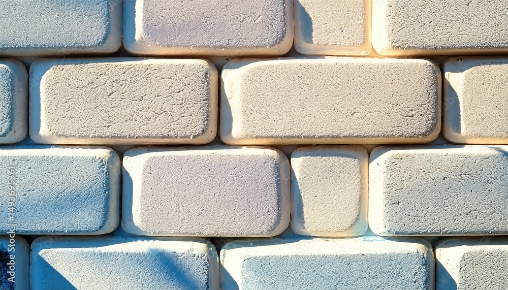 Leinwandbilder textured white 3d brick wall with soft rounded edges and subtle blue shadows for modern web backgrou