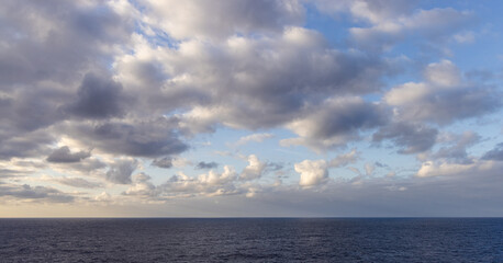 Scenic Ocean View With Cloudscape and Expansive Sky Over Vast Waters