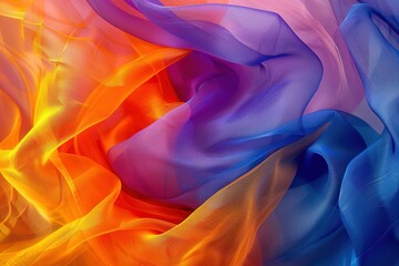 Obraz premium Colorful fabrics create an airy layered abstract design with flowing folds and bright hues