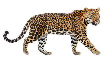 Obraz premium A leopard walking, a leopard's graceful walk, a leopard's path, a leopard's sight on a forest path, a wild leopard's walking scene, a leopard's walk, on a transparent backgrounds