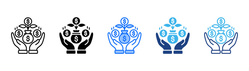 Revenue Icon Set With Multiple Style Collection 