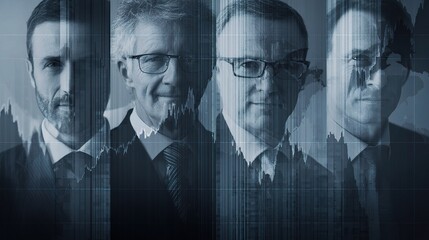 Professional Corporate Portraits of Executives in Suits with Overlay