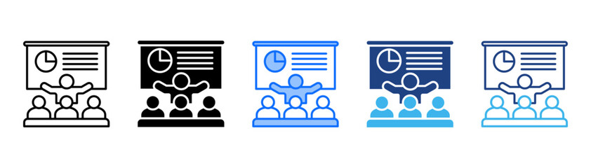 Presentation Icon Set With Multiple Style Collection 