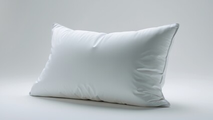 One fluffy white pillow placed on a white surface