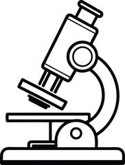 Microscope silhouette, microscope isolated on white
