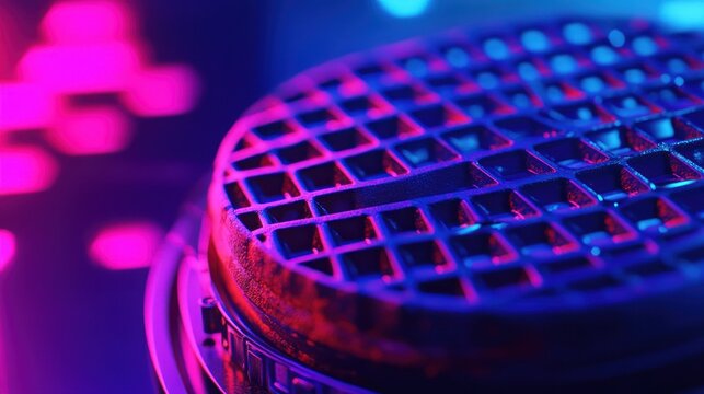 Close-up of a metallic grid