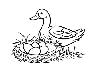 Cute Illustration of a Mother Duck Leading Her Ducklings