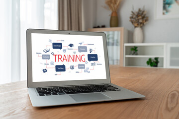 Fototapeta premium E-learning website with sofware for student to study online on the internet network snugly