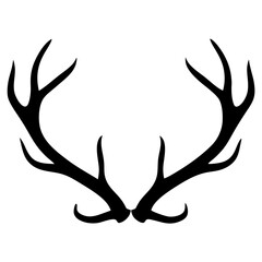 Majestic Deer Antler Rack Silhouette Vector on transparent background
