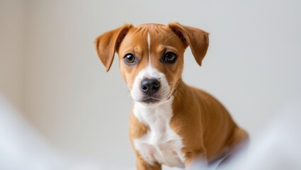 Isolated Basenji puppy on a neutral backdrop