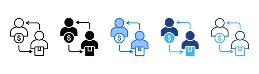 Transaction Icon Set With Multiple Style Collection 