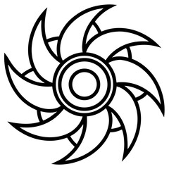 Wind Turbine Blade Line Art Vector

