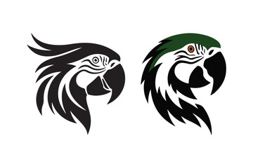Parrot Head Silhouette Vector Tropical Bird Logo Art for T-Shirts, Stickers, and Designs