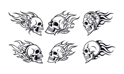 Flaming Skull Illustrations – Fiery Graphic Art for Tattoos and Design
