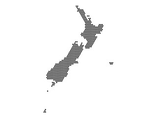 Hexagonal Grid map of New Zealand Large