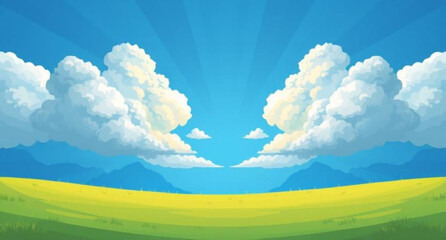Fototapeta premium Clouds and sun, Sunny weather, Partly cloudy, Sun behind clouds, Cloudy sky, Sunshine illustration, Blue sky with clouds, Sun and clouds vector, Cartoon clouds and sun, Weather icon, Happy sun and clo