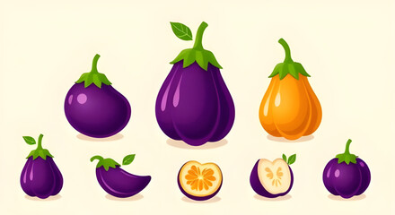 Eggplant, Aubergine, Eggplant vector, Eggplant illustration, Eggplant icon, Purple eggplant, Fresh eggplant, Organic eggplant, Eggplant clipart, Eggplant drawing, Realistic eggplant, Whole eggplant, E
