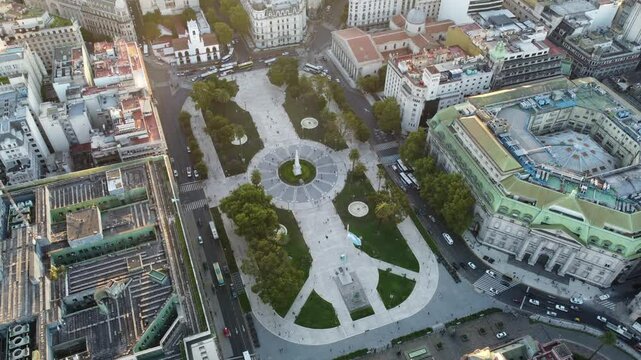 Plaza de mayo aerial view in buenos aires, argentina