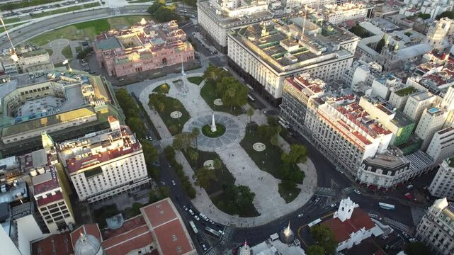 Aerial view showcasing the iconic plaza de mayo in buenos aires