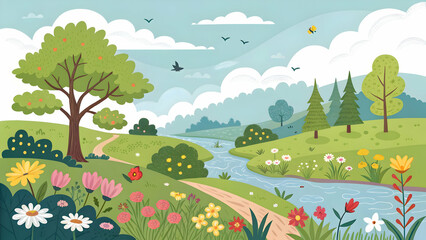 Fototapeta premium Landscape nature vector illustration 
