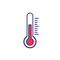 Thermometer icon with red and blue color scheme on a clean white background for health and temperature concept