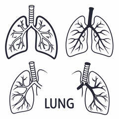 Human lungs icons on white background