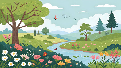 Naklejka premium Landscape nature vector illustration 