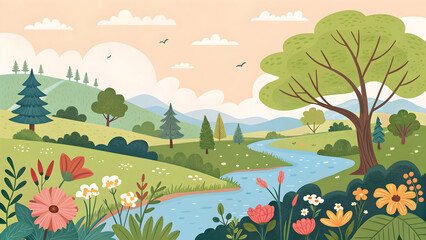 Naklejka premium Landscape nature vector illustration 