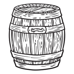 Vintage Wooden Barrel Illustration, Illustration of wooden barrel isolated on white background, logo, label, sign, poster